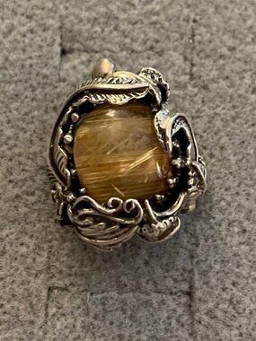 Vintage Sterling Silver Ring Sz 6 Handmade Tiger's Eye Bob Stringer Y2K $325
